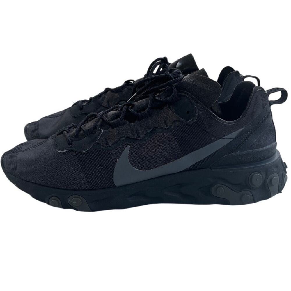 Mens Nike React Element 55 BQ6166-008 Fabric Athletic Sneaker 12 Black Running